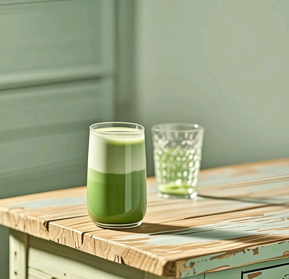 Matcha-flavored flavored milk